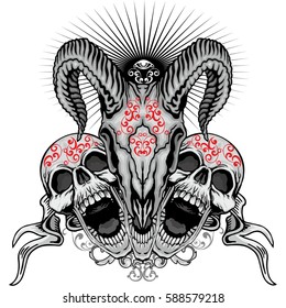 Gothic coat of arms with skull, grunge vintage design t shirts
