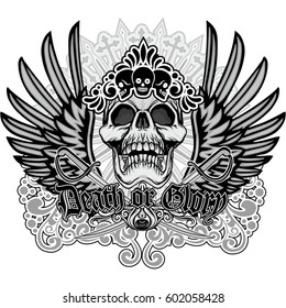 Gothic coat of arms with skull, grunge vintage design t shirts