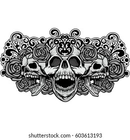 Gothic coat of arms with skull, grunge vintage design t shirts
