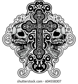 Gothic coat of arms with skull, grunge vintage design t shirts