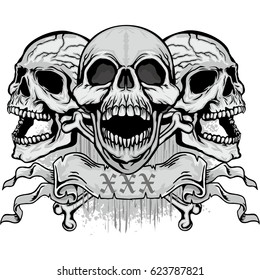 Gothic coat of arms with skull, grunge vintage design t shirts