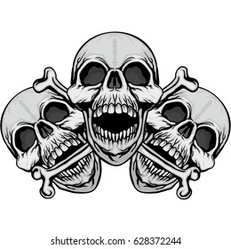 Gothic coat of arms with skull, grunge vintage design t shirts