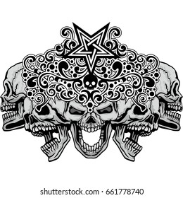 Gothic coat of arms with skull, grunge vintage design t shirts