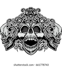 Gothic coat of arms with skull, grunge vintage design t shirts
