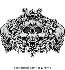 Gothic coat of arms with skull, grunge vintage design t shirts