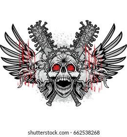 Gothic coat of arms with skull, grunge vintage design t shirts
