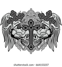 Gothic coat of arms with skull, grunge vintage design t shirts
