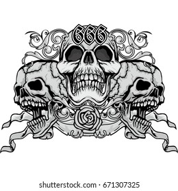 Gothic coat of arms with skull, grunge vintage design t shirts