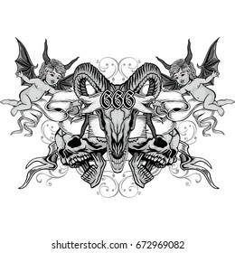 Gothic coat of arms with skull, grunge vintage design t shirts