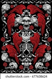 Gothic coat of arms with skull, grunge vintage design t shirts
