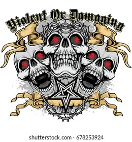Gothic coat of arms with skull, grunge vintage design t shirts