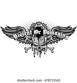 Gothic coat of arms with skull, grunge vintage design t shirts