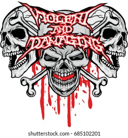 Gothic coat of arms with skull, grunge vintage design t shirts