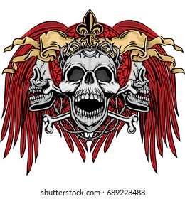 Gothic coat of arms with skull, grunge vintage design t shirts
