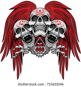 Gothic coat of arms with skull, grunge vintage design t shirts

