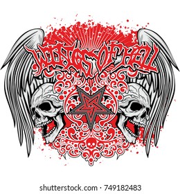Gothic coat of arms with skull, grunge vintage design t shirts
