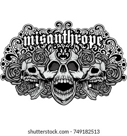 Gothic coat of arms with skull, grunge vintage design t shirts