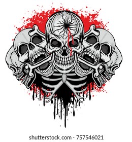 Gothic coat of arms with skull, grunge vintage design t shirts