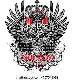 Gothic coat of arms with skull, grunge vintage design t shirts