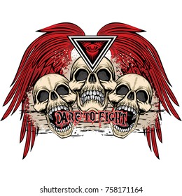 Gothic coat of arms with skull, grunge vintage design t shirts