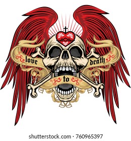 Gothic coat of arms with skull, grunge vintage design t shirts
