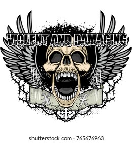Gothic coat of arms with skull, grunge vintage design t shirts
