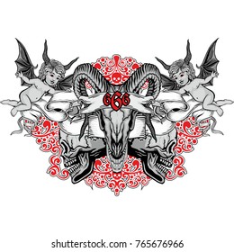 Gothic coat of arms with skull, grunge vintage design t shirts
