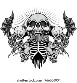 Gothic coat of arms with skull, grunge vintage design t shirts
