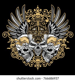 Gothic coat of arms with skull, grunge vintage design t shirts
