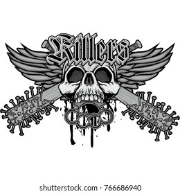 Gothic coat of arms with skull, grunge vintage design t shirts
