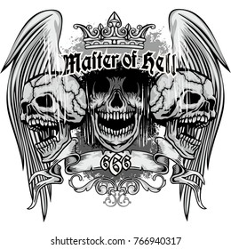 Gothic coat of arms with skull, grunge vintage design t shirts