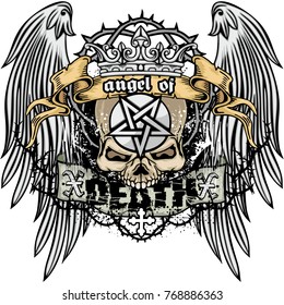 Gothic coat of arms with skull, grunge vintage design t shirts