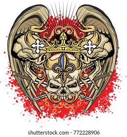 Gothic coat of arms with skull, grunge vintage design t shirts
