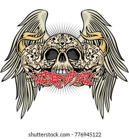 Gothic coat of arms with skull, grunge vintage design t shirts