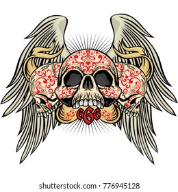 Gothic coat of arms with skull, grunge vintage design t shirts