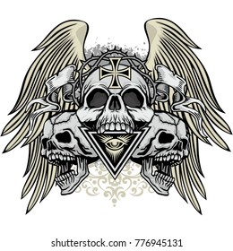 Gothic coat of arms with skull, grunge vintage design t shirts