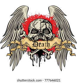 Gothic coat of arms with skull, grunge vintage design t shirts