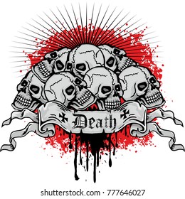Gothic coat of arms with skull, grunge vintage design t shirts
