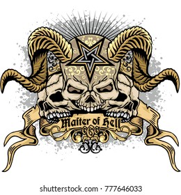 Gothic coat of arms with skull, grunge vintage design t shirts