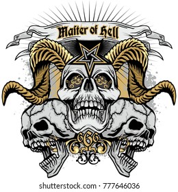 Gothic coat of arms with skull, grunge vintage design t shirts