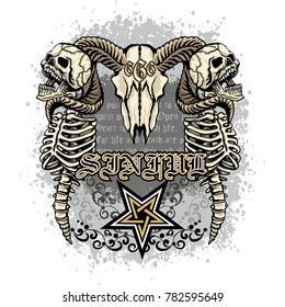 Gothic coat of arms with skull, grunge vintage design t shirts