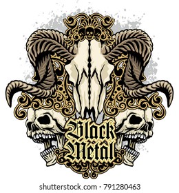 Gothic coat of arms with skull, grunge vintage design t shirts
