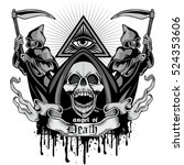Gothic coat of arms with skull, grunge.vintage design t-shirts
