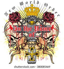 Gothic coat of arms with skull, grunge.vintage design t-shirts