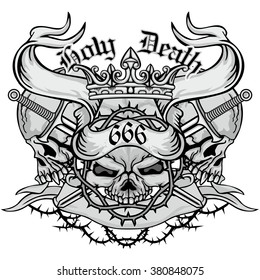 Gothic coat of arms with skull, grunge.vintage design t-shirts
