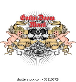 Gothic coat of arms with skull, grunge.vintage design t-shirts