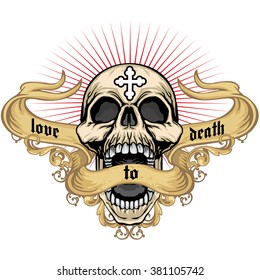 Gothic coat of arms with skull, grunge.vintage design t-shirts