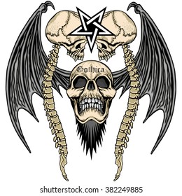 Gothic coat of arms with skull, grunge.vintage design t-shirts
