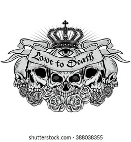 Gothic coat of arms with skull, grunge.vintage design t-shirts
