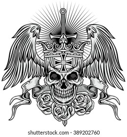 Gothic coat of arms with skull, grunge.vintage design t-shirts